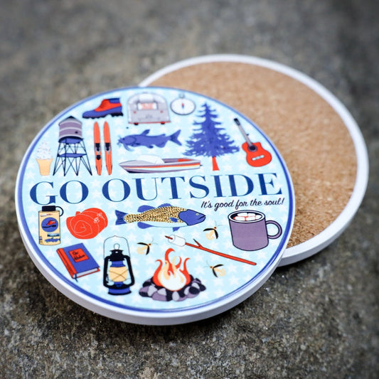 GO OUTSIDE - Ceramic Coaster